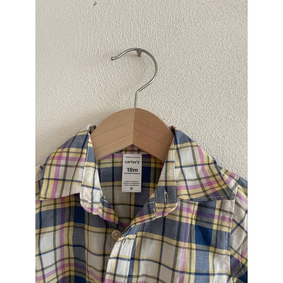 Brand New Kids Carter's Plaid Button Up Shirt 18 Months - Picture 2 of 5